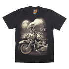 ROCK EAGLE Bald Eagle Mens Biker T-Shirt Black M