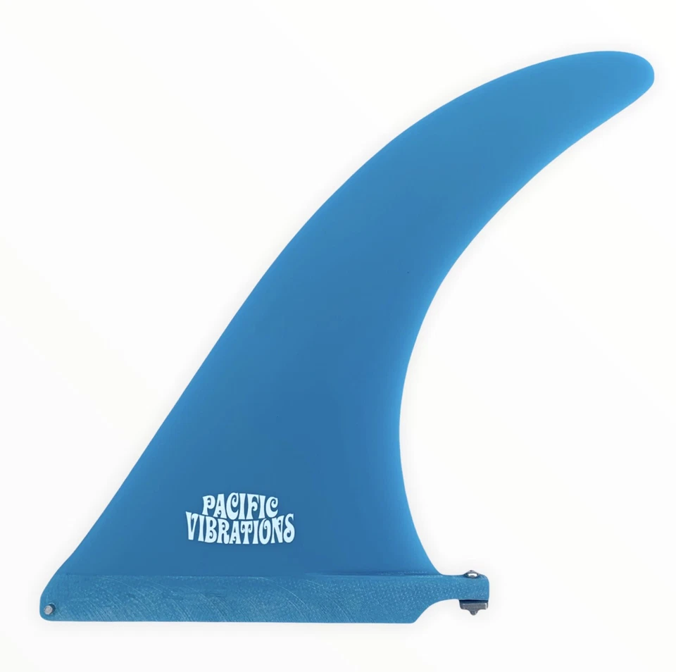 Longboard 10” Pacific Vibrations FIN SURFBOARD 4A template Blue Fiberglass