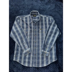 Wrangler Mens Western Shirt Plaid Button Up Long Sleeve Cowboy Workwear Sz Large - Picture 1 of 9