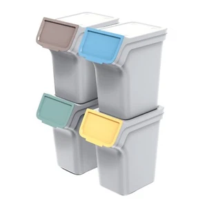 Set di pattumiere Keden 4x20 - 25 L Raccolta Differenziata Grigio - Imagen 1 de 8