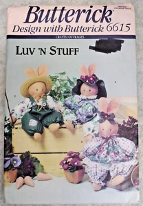 Butterick Schnittmuster 6615 Luv N Stuff Hasen Hase Puppen und Kleidung - Bild 1 von 2