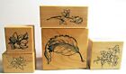 PSX MINI LOT of 5 MOUNTED RUBBER STAMPS FLORAL