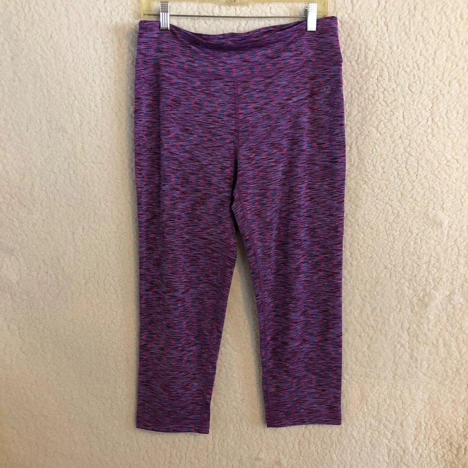 Leggings VOGO Athletica feminina XL Capri rosa azul forrado padrão bolso chave - Imagem 1 de 4