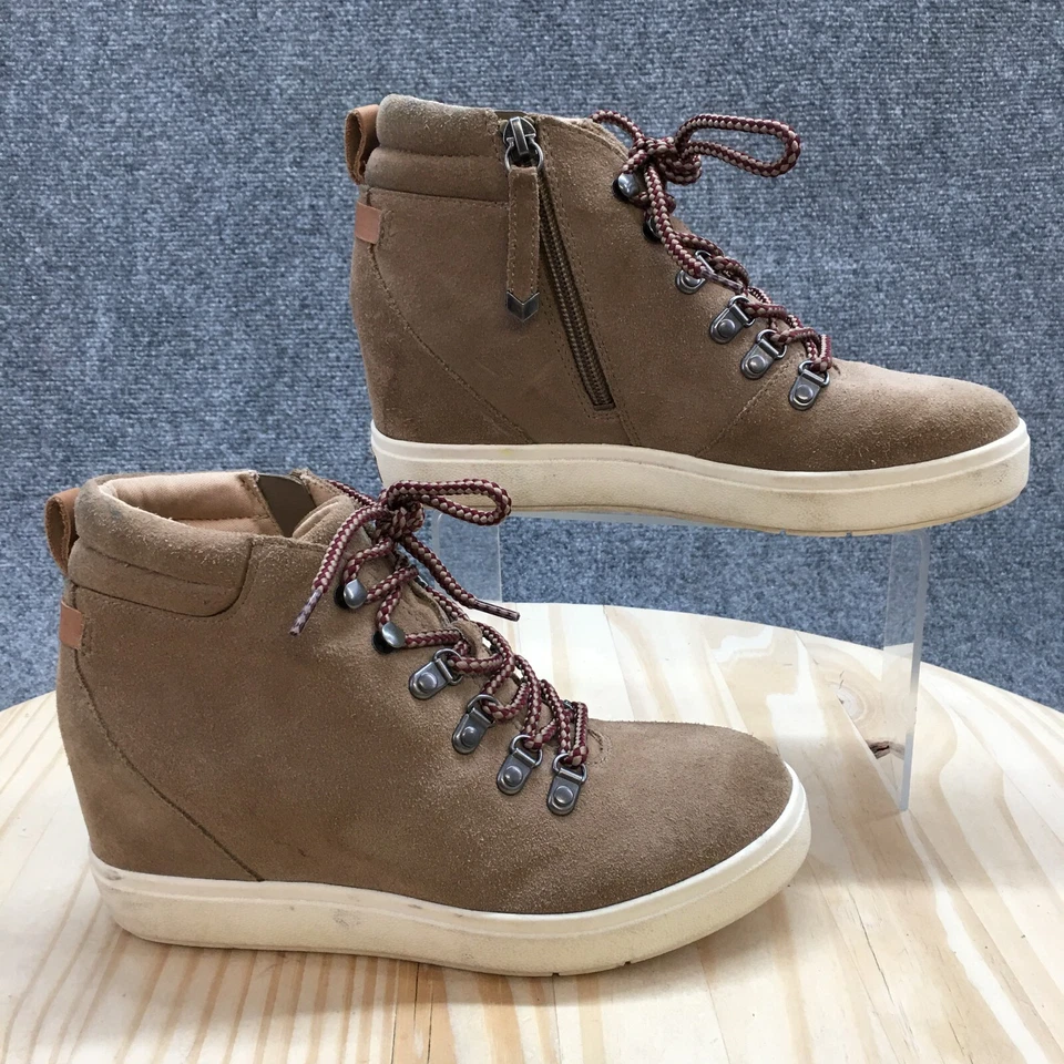 Dr Scholls Shoes Womens 6 M Suri Wedge Sneakers Beige Leather Lace Up Round Toe - Image 1 of 4