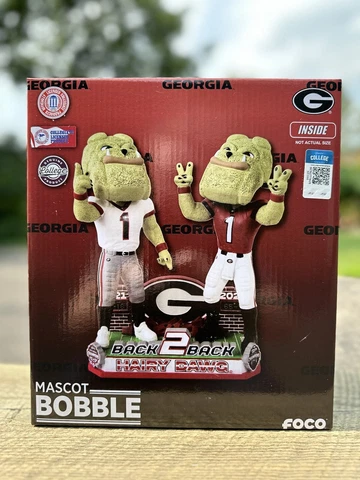 Hairy Dawg Georgia Bulldogs Champs Back 2 Back Dual Mascot Bobble NEW FOCO BOX Cover