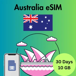 Australia Prepaid Travel eSIM Card 10GB Data 5G & 4G Lte 30 Days - Zdjęcie 1 z 2