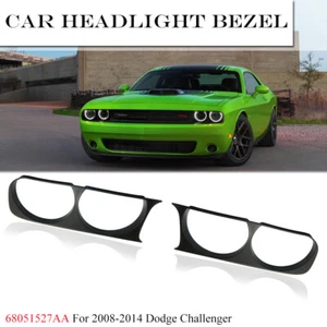 2x Front Headlight Cover Bezel Lamp Gille Cap For 2008-2014 Dodge Challenger - Picture 1 of 11