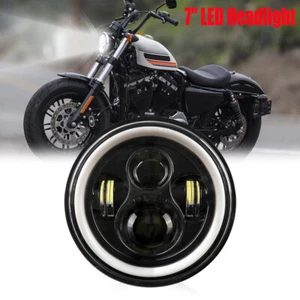 7" inch Motorcycle LED Headlight High Low Beam Black fit for Harley Street Glide - Picture 1 of 12
