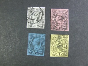 4 x Briefmarke Altdeutschland, Sachsen 1/2 - 3 Neugroschen TOP - Bild 1 von 5