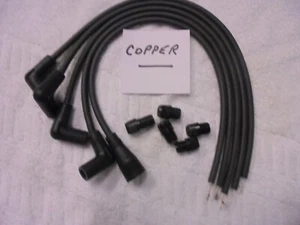 IGNITION LEADS BLACK COPPER SCREW DIZZY PRE 1966 SUITABLE FOR FORD ANGLIA ETCETC - Picture 1 of 1