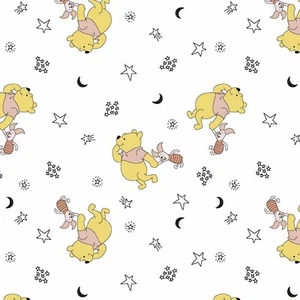 Disney Winnie The Pooh & Piglet Stars White 100% Cotton Sold by The Yard - Picture 1 of 1