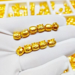 Real 24K Yellow Gold 3D Money Bag Pendant Transfer Bead 足金999 / 1PCS - Picture 1 of 8