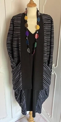 CHESCA Plus Size 22 24 Black & Grey Cocoon DRESS & JACKET Suit Evening Outfit  - Image 1 of 4