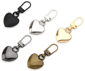 SHIP IN US Heart Replacement Zipper Metal Slider Puller Repair Craft Sewing Head - Picture 1 of 7