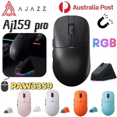 AJAZZ AJ159 Pro Triple Mode Gaming Mouse RGB Magnetic Charging Dock PAW3395 Mice - Image 1 of 4