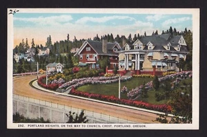 c1930 Homes Portland Heights on way to Council Crest Oregon postcard - Picture 1 of 2