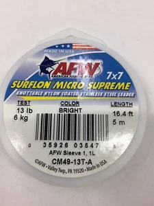 American Fishing Wire 7x7 Surflon Micro Supreme Small Cable Steel Sea 13 A 90lb - Picture 1 of 12