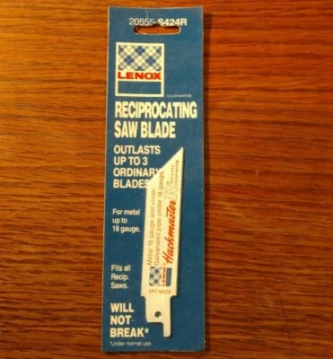 Reciprocating Saw Blade LENOX Hackmaster 24TPI metal cutting 4" S424R - Image 1 of 2