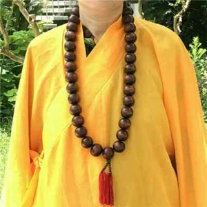 30mm*36 Beads Natural Grade A Wood Monk Necklace Meditation Buddha Prayer Rosary - Picture 1 of 7