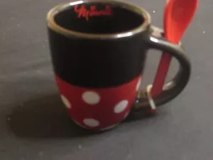 JERRY LEIGH Disney MINNIE MOUSE Polka Dot Mini DEMITASSE ESPRESSO MUG Cup SPOON - Picture 1 of 4