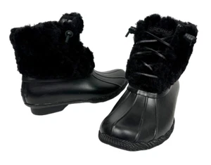 Bota acolchada de piel sintética Sperry de agua salada para mujer 6,5 negra nueva sin caja + rasguños de goma - Imagen 1 de 14