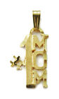 10K Yellow Gold Diamond Cut #1 Mom Charm Necklace Pendant ~ 0.7G
