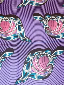 Purple African Fabric, Multicoloured African Fabric, Wax Print 6 Yards - Picture 1 of 3