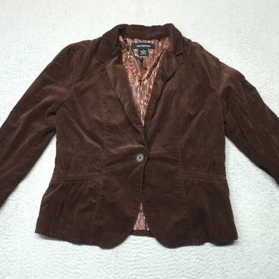 Chaqueta Blazer Calvin Klein Mujer M Marrón Pana Botón Único Manga Larga Foto 1 de 4