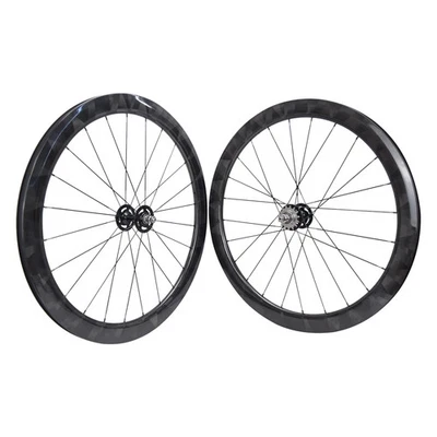 Juego de ruedas de bicicleta 700C completo de fibra de carbono para pista/engranaje fijo cubierta tubular de 50 mm x 25 mm Foto 1 de 4