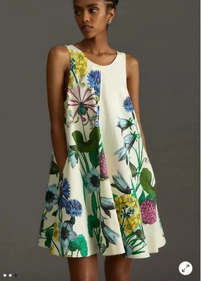 Anthropologie Maeve Keiko Mini Dress Floral Preppy Pockets Medium M - Image 1 of 4