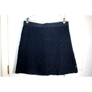 Gonna Land's End Radiant Navy con occhielli A-Line taglia 14 Petite - Foto 1 di 3