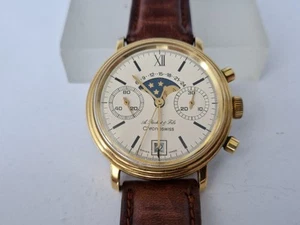 Alfred Rochat-Fils Chronoswiss-Mecánico-Fase Lunar-Estuche Plateado Dorado-Ref 34.300 - Imagen 1 de 9