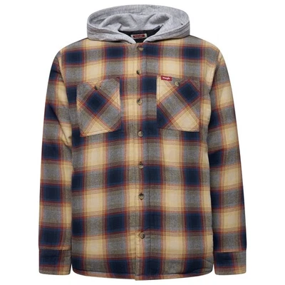 New Mens Wrangler Hooded Overshirt Shirt Jacket Button Up Long Sleeve Shacket - Image 1 of 4