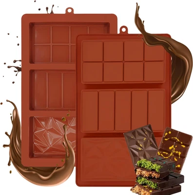 Paquete de 2 moldes de barra de chocolate de silicona 11,8"x7,4" - molde profundo para dulces y postres Foto 1 de 4