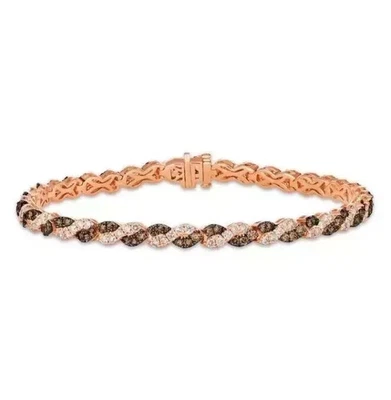 10C Rd Cut Lab-Created Chocolate Diamond Tennis Bracelet 14K Rose Gold Plated 7" - Image 1 of 3