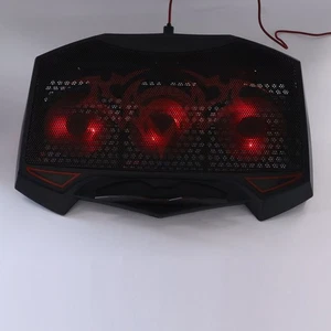 Gaming Laptop Cooling Pad Red Led 3 Cooling Fans 5 Adjustable Angles Dual AM - Afbeelding 1 van 24