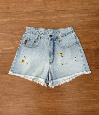 Pantalones Cortos de Denim LEI con Bordado Girasol Estilo Corte Para Mujer Talla 7 ENVÍO GRATUITO Foto 1 de 4
