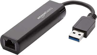 Amazon Basics USB 3.0 to 10/100/1000 Gigabit Ethernet Internet Adapter, Black - Image 1 of 4