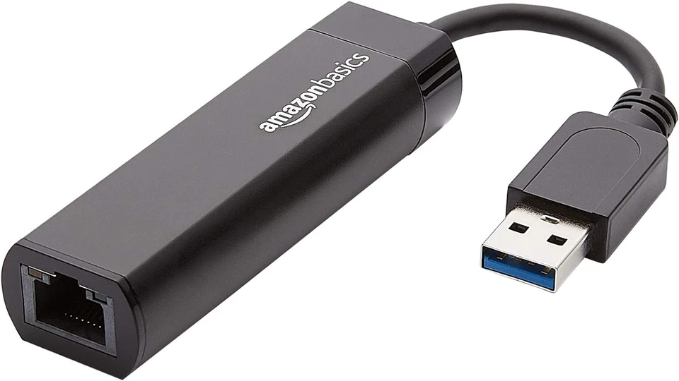 Amazon Basics USB 3.0 to 10/100/1000 Gigabit Ethernet Internet Adapter, Black - Image 1 of 4