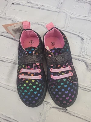 Zapatos de lona sin cordones Nanette Lepore para niños pequeños - negros con corazones - talla 8 ¡NUEVOS! Foto 1 de 4