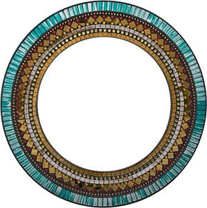 Zorigs - handgefertigter goldener und blauer Mosaikspiegel, 24" runder Wandspiegel - Bild 1 von 4