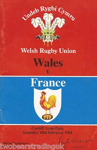 WALES v FRANCE (Rugby Union Five Nations 18.2.1984) Programme  - Picture 1 of 1