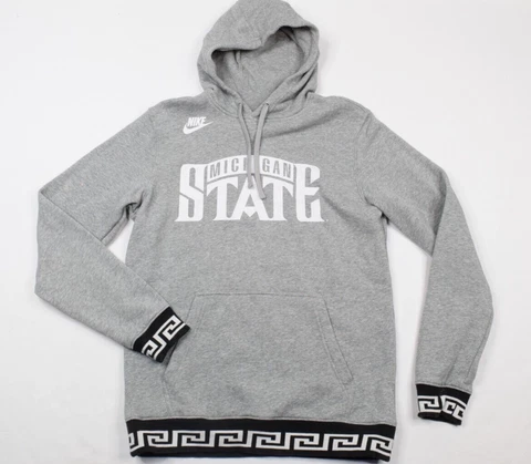 Nike Michigan State Spartans Retro Gray Long Sleeve Pullover Hoodie Mens M Cover