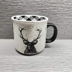 Balsam & Fir Ceramic Coffee Tea Mug Reindeer Head White , Black - Picture 1 of 7