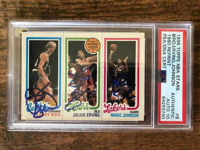1996 TOPPS STAR REPRINT 1980 BIRD ERVING MAGIC PSA/DNA 10 Autograph Encapsulated - Image 1 of 4