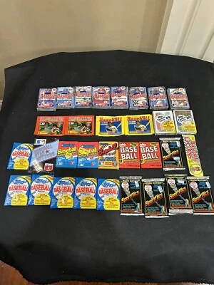 1981-89 Baseball Wax Pack Box Lot Of 33 Packs Topps Fleer Donruss Panini *BL41 - Image 1 of 4