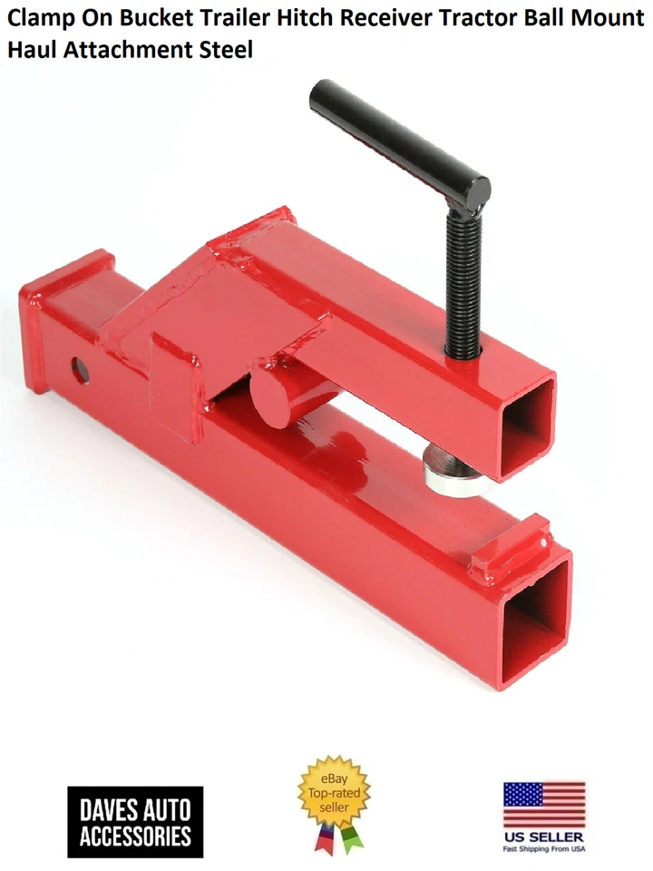 Clamp on Trailer Hitch 2" Ball Mount Receiver for Deere Bobcat Tractor Bucket