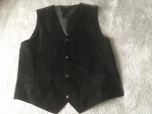Herren Leder Weste Lederweste Wildleder Retro Vintage Trachten schwarz, Gr.52/54 - Bild 1 von 9