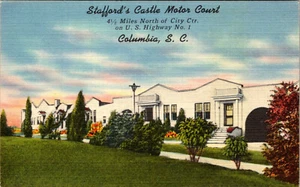 COLUMBIA CAROLINA DEL SUR - STAFFORDS CASTILLO PISTA DE MOTOR - POSTAL MOTEL DE CARRETERA - Imagen 1 de 2