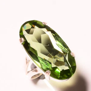 Dazzling Green Amethyst Gemstone 925 Sterling Silver Handmade Ring B-172 - Picture 1 of 5